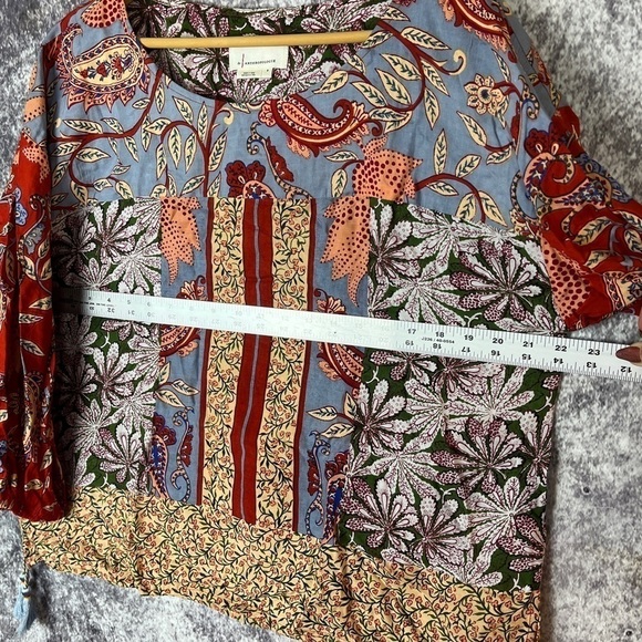 Anthropologie Sonrisa Paisley Floral Tassled Boho Peasant Viscose Blouse Size S - Picture 11 of 16